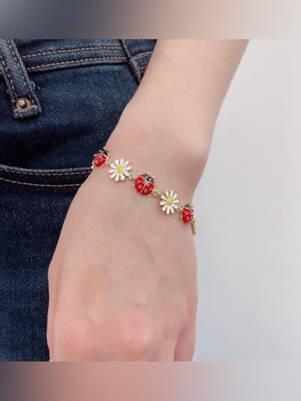 Daisy & Ladybug Gold-Tone Charm Bracelet - Picture 5 of 5